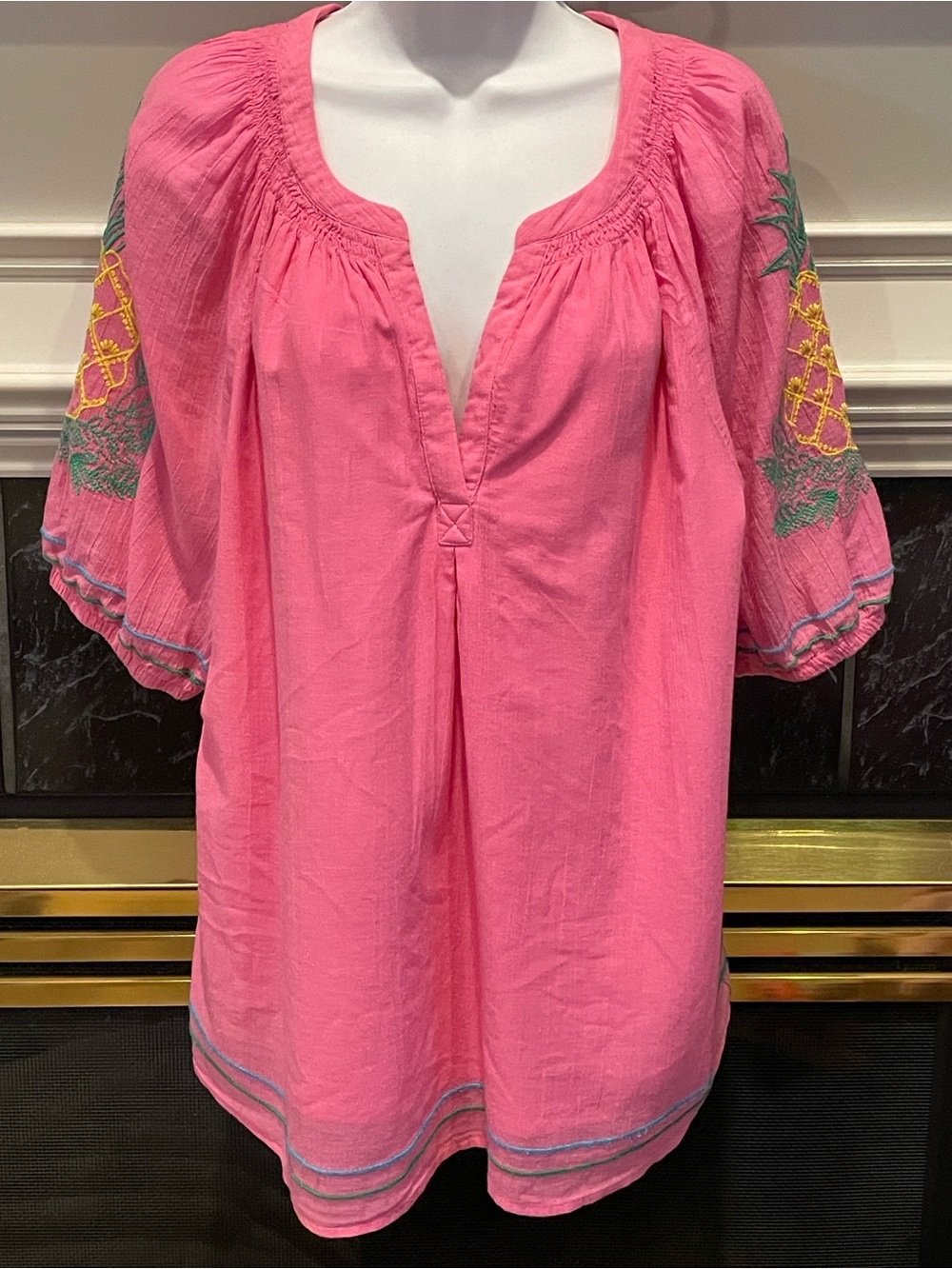 Crown & Ivy Tropical Embroidered Top